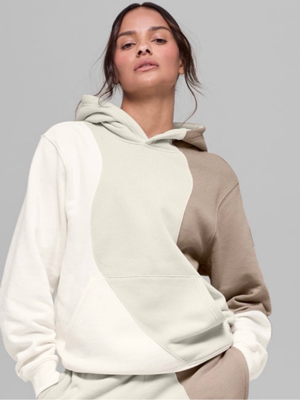 Alo Yoga Make Waves Hoodie in Ivory, Bone, and Gravel